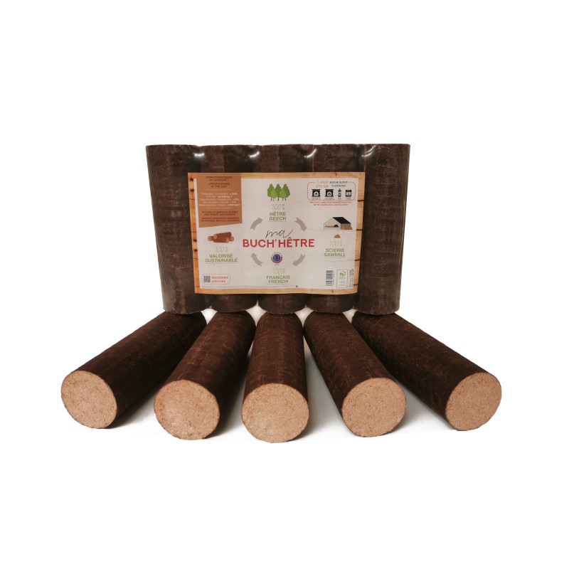 Pack de 5 bûches densifiées ma BUCH'HÊTRE - 100% HÊTRE